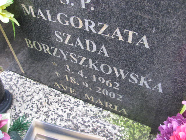 Małgorzata Szada Borzyszkowska 1962 Człuchów Miasto - Grobonet - Wyszukiwarka osób pochowanych