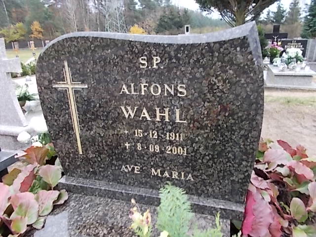 Alfons Wahl 1911 Człuchów Miasto - Grobonet - Wyszukiwarka osób pochowanych